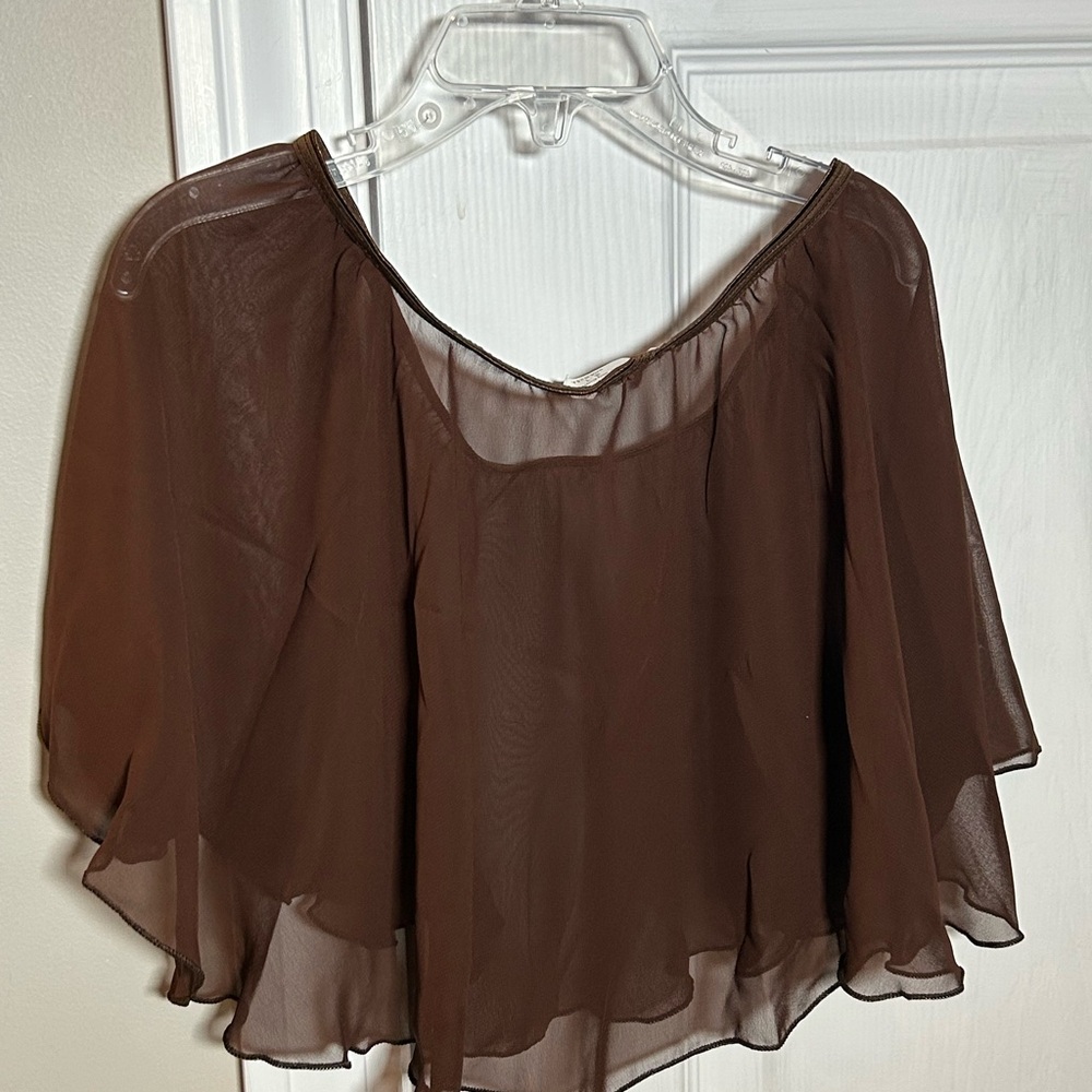 Elegant Brown Sheer Ballet Dance Skirt